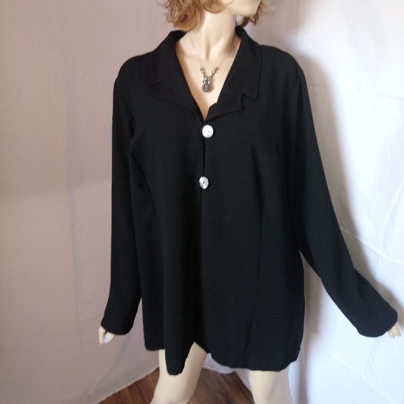 Dialogue Tops - DIALOGUE Black Long button Down Shirt Blouse Sz 2X